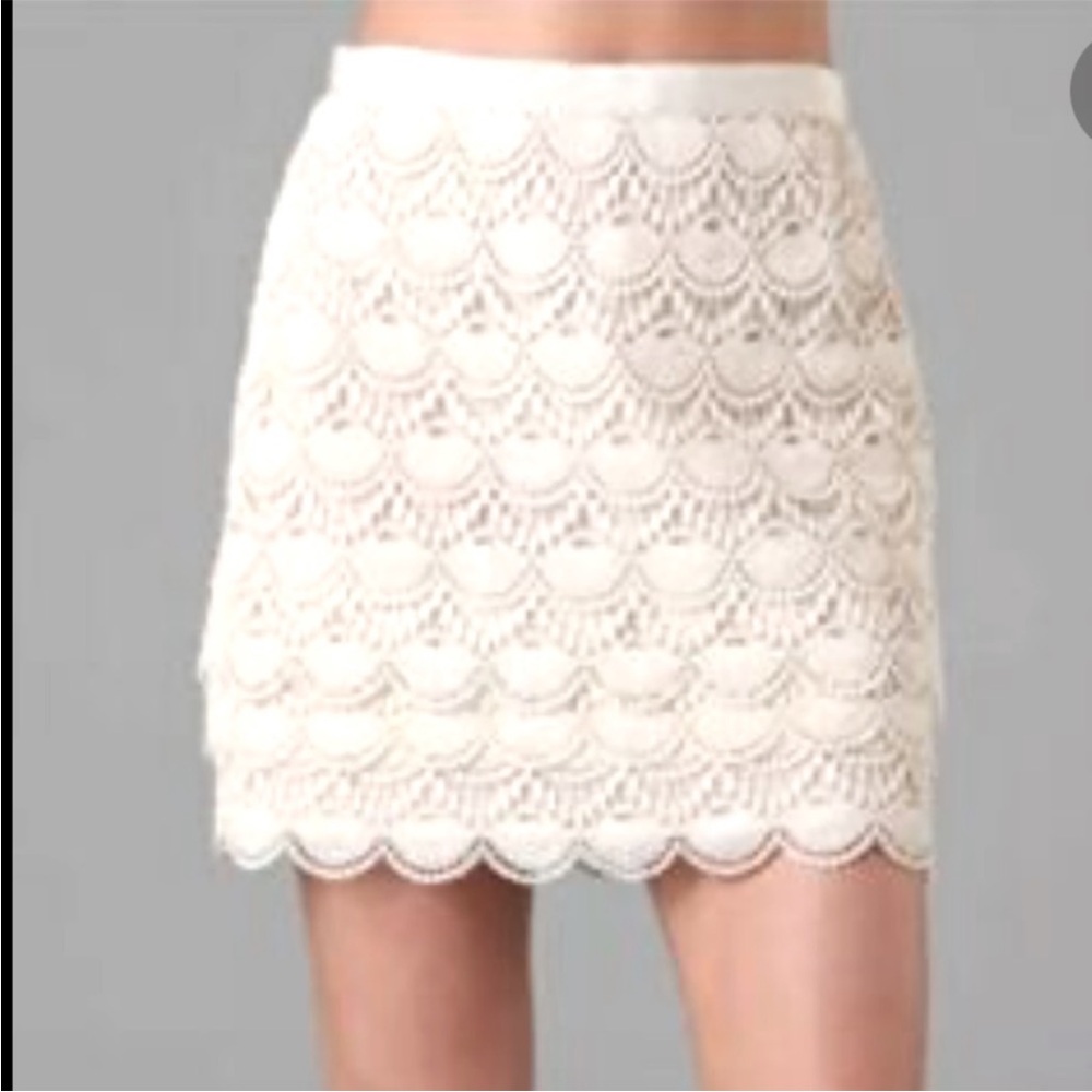 Club Monaco Cream Embellished Mini Skirt